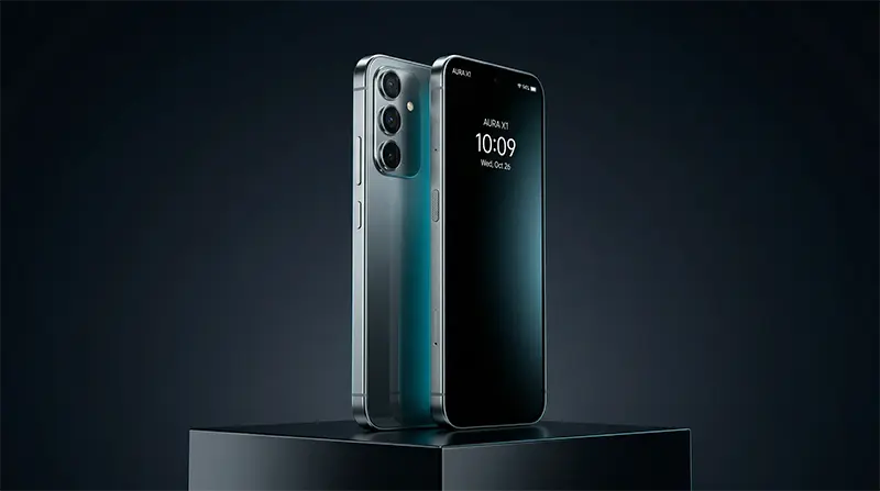 Samsung S26 Ultra product shot at 3/4 angle highlighting the ultra-thin 7.9mm body profile with elegantly rounded corners and premium Armor Aluminum 2 frame reflecting studio lighting